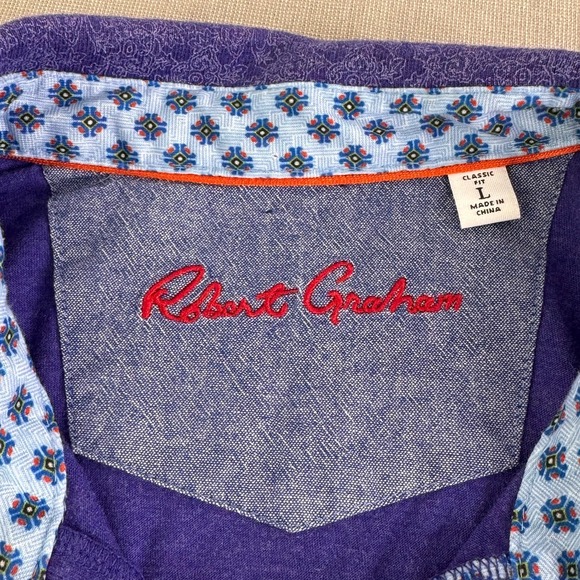 Robert Graham Polo Mens Large Purple - Picture 6 of 11
